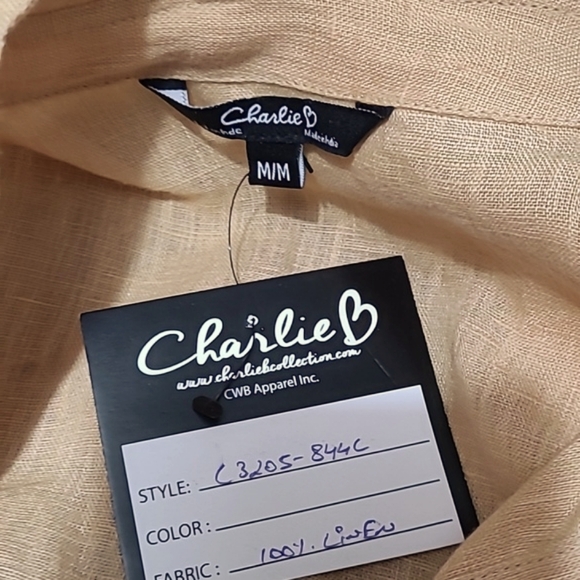 NWOT CHARLIE B 100% Linen Short Sleeves Tiered Shirt Maxi Dress Medium - Picture 6 of 6